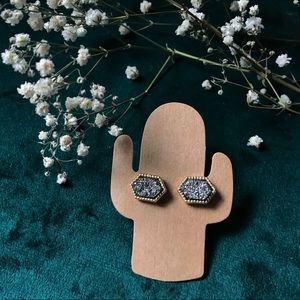 Gun Metal Faux Druzy Earring Studs